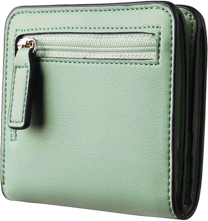 Toughergun Women’s Small Slim Leather Wallet with RFID Protection, Compact Bifold Mini Purse with Clear ID Window