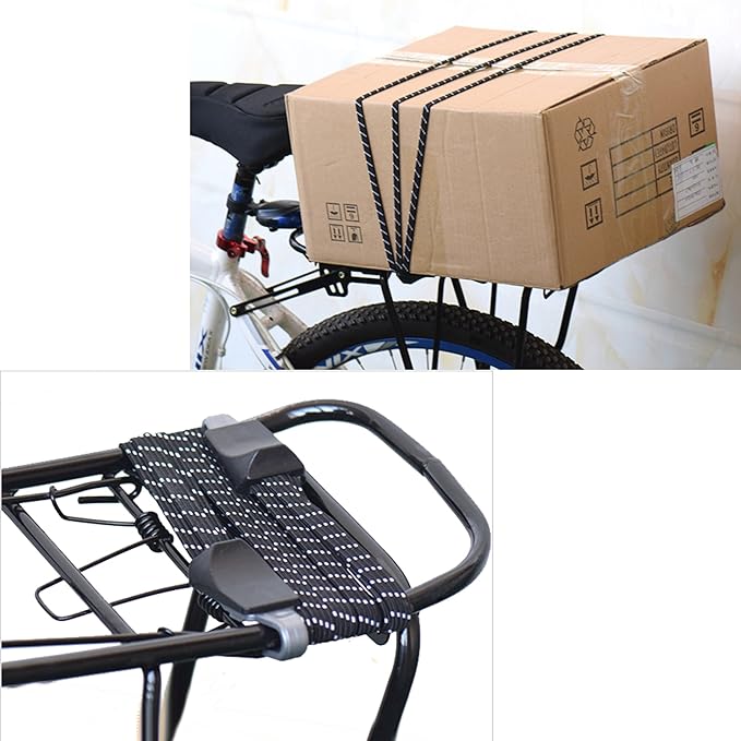 Cosmos 3 in 1 Bungee Cord Elastic Motorcycle Bike Luggage Fixed Strap Rope, 2 Pcs Straps with 1 Pc Marble Pattern Storage Bag
