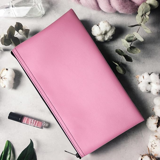 Multi-Purpose Zipper Bag, Reusable, Travel Pouch, Lightweight, Makeup Organizer, 11 x 6 Inch (Pink)