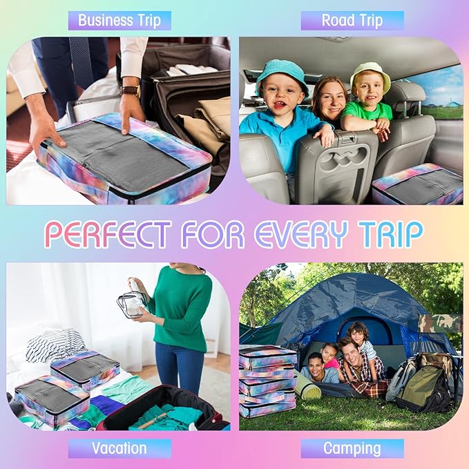 5 Pcs Packing Cubes for Suitcase Large Travel Cubes Carry on Luggage Organizer Bags for Clothes Accessories(S,Watercolor)
