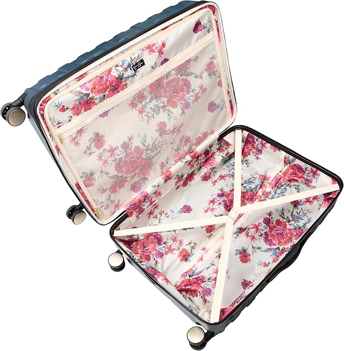 Jessica Simpson Taffeta 28"Expandable 8-Wheel Spinner Large Checked Luggage Suitcase, Magical Forest