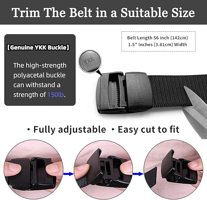 Mile High Life Nylon Web Belt Outdoor Military Belt With TSA Safe Plastic Buckle Belt