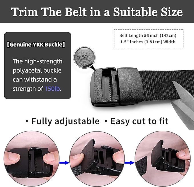 Mile High Life Nylon Web Belt Outdoor Military Belt With TSA Safe Plastic Buckle Belt