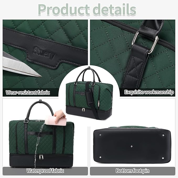 Weekender Bag, Large Travel Duffel Bag for Women, Carry on Overnight Bag with Shoe Compartment and Toiletry Bags