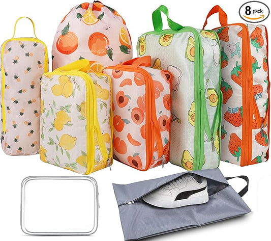 8 Pcs Compression Packing Cubes Travel for Suitcases, Waterproof Luggage Organizer Washable Storage Bags Set for Backpack Travel- Packaging Cubes for Carry-Ons and Storage