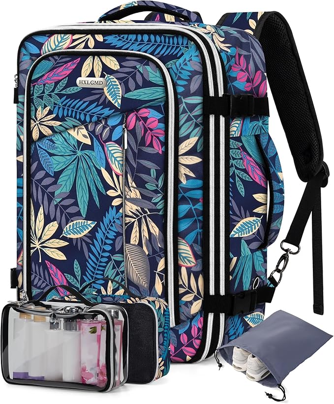 Travel Carry On 17.5" Laptop Expandable Backpack for Men Women, Personal Item Bag Waterproof Airline Approved with USB Charging Hole 3 Packing Cubes, Large Weekender Daypack Business Luggage Suitcase