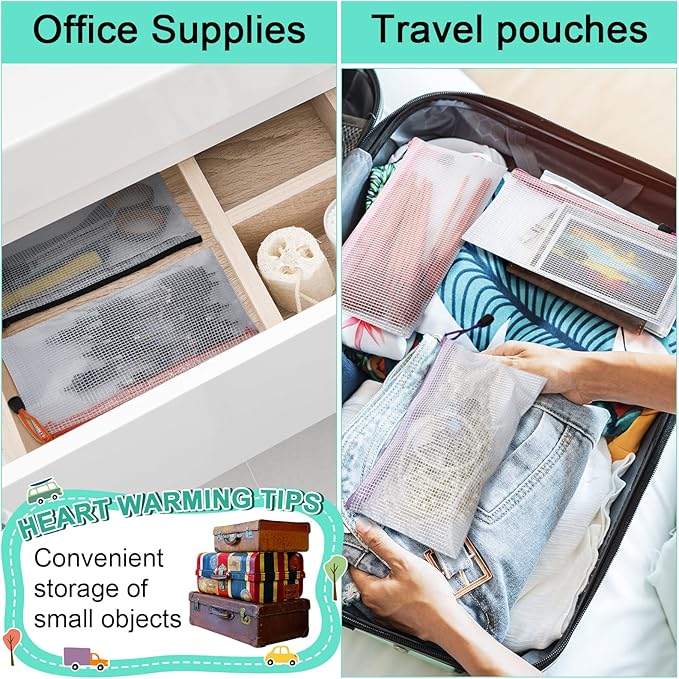 Mimorou 100 Pack Pencil Pouch Bulk Mesh Zipper Pencil Cases 9.5'' x 4.5'' Small Clear Holder Storage Case Multipurpose Cosmetics Toiletry Bags for Office File(Fresh Color)