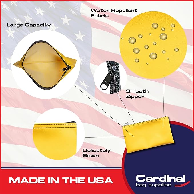 Multi-Purpose Zipper Bag, Reusable, Travel Pouch, Lightweight, Makeup Organizer, 11 x 6 Inch (Yellow)