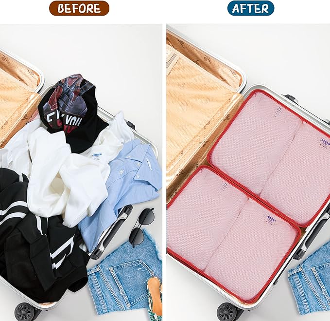 Packing Cubes Set, 2 Pcs Packing Organizers Set for Suitcases (Watermelon red)