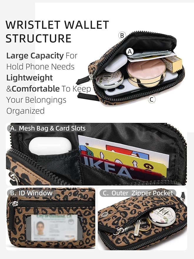 WESTBRONCO Wristlet Wallets for Women – RFID Blocking Quilted Nylon Phone Wallet, Card Holder Purse for Travel & Everyday Use