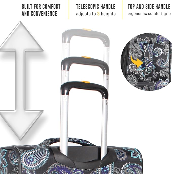 LUCAS Designer Luggage Collection - Expandable 24 Inch Softside Bag - Durable Mid-sized Ultra Lightweight Checked Suitcase with 4-Rolling Spinner Wheels (Diva)
