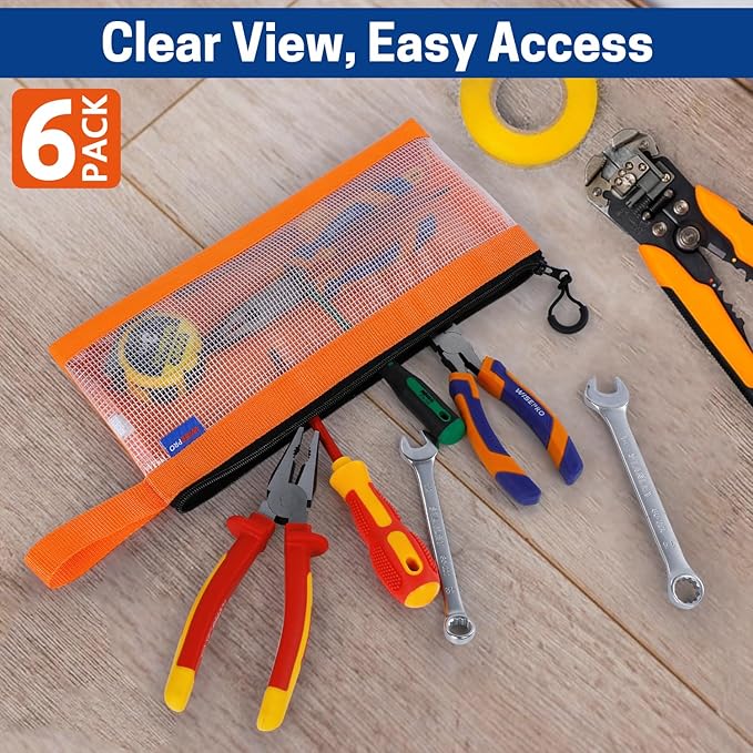 Zipper Tool Pouches, Multi-Purpose Utility Tool Bags Organizer for Small Hand Tools, Screws, Nails, Hardware, Pliers & Wrenches, Storage Pouch Set for Electricians, Plumbers, HVAC & Mechanics