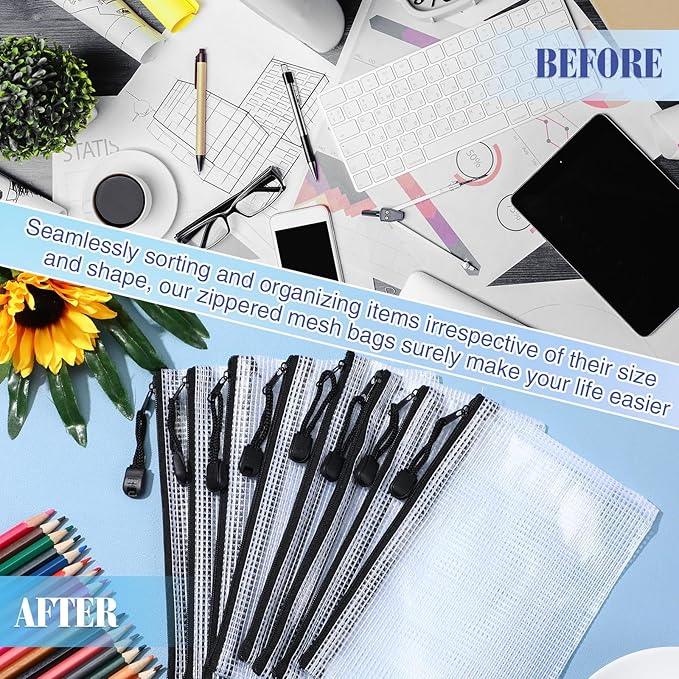 Jetec 32 Pcs Mesh Zipper Bags Toy Storage Bikini Organizer Bag Bolsas Para Guardar Trajes De Bano Waterproof Zipper Reusable Pouch Puzzle Multipurpose for Storage Office(Black,7.5 x 5 Inch)