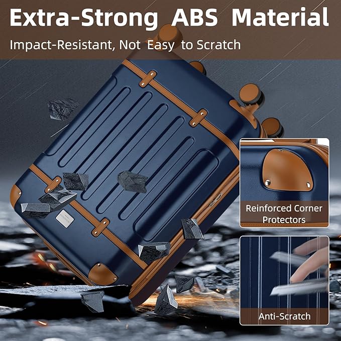 LARVENDER Luggage Sets 3 Piece Expandable Carry on Luggage 22x14x9 Airline Approved Hardshell Suitcase with Wheels TSA Lock, Lightweight Suitcase Set for Women with Travel Backpack, Navy Blue