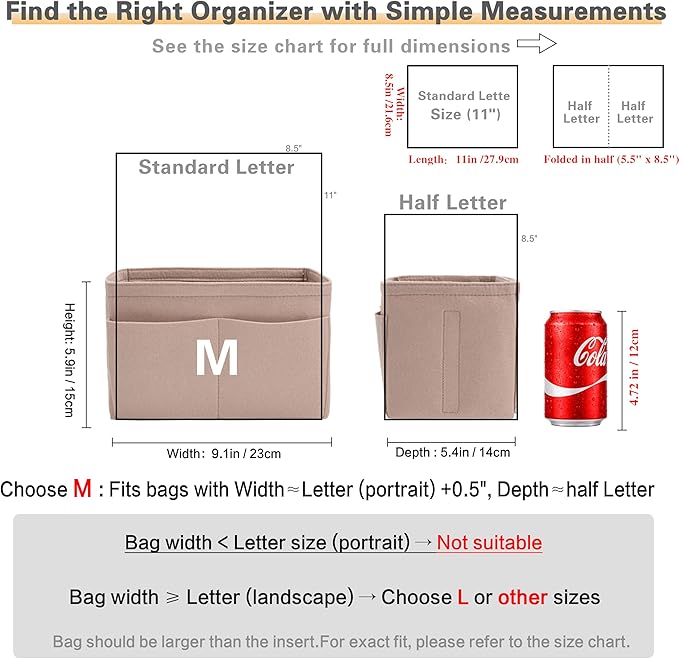 Purse Organizer Insert, Handbag Organizer with Zipper, Tote Shaper with Cup Holder & Keychain, Compatible with LV, Neverfull, MK, COACH, Longchamp, Kate Spade – Khaki-Med