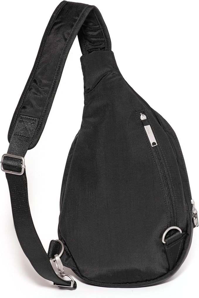 Baggallini Securtex® Anti-Theft Multi Zip Sling - Lightweight 8.6"x15.2" Travel Bag with Locking Zippers & RFID Protection