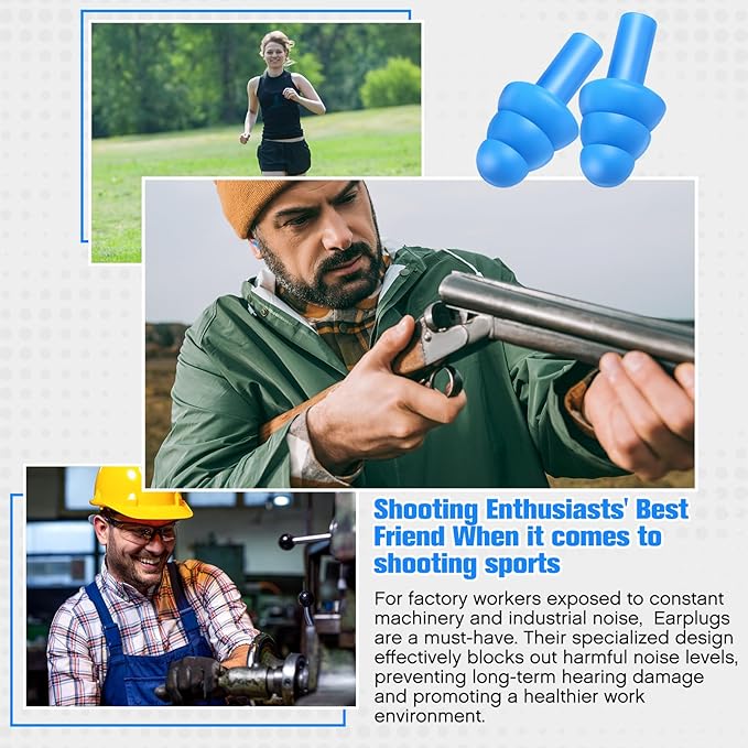 TrelaCo 200 Pairs Silicone Ear Plugs Soft Reusable Waterproof Ear Plugs for Sleeping Noise Swimming Hearing Protection Earplugs Shooting Construction Hunting Music Concerts(Blue)