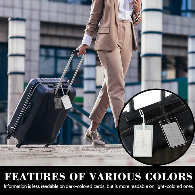 10 Pack Luggage Tags for Suitcases, Airplane Travel Essentials for Flying, International Travel Must Haves, and Luggage Accessories by Sodsay