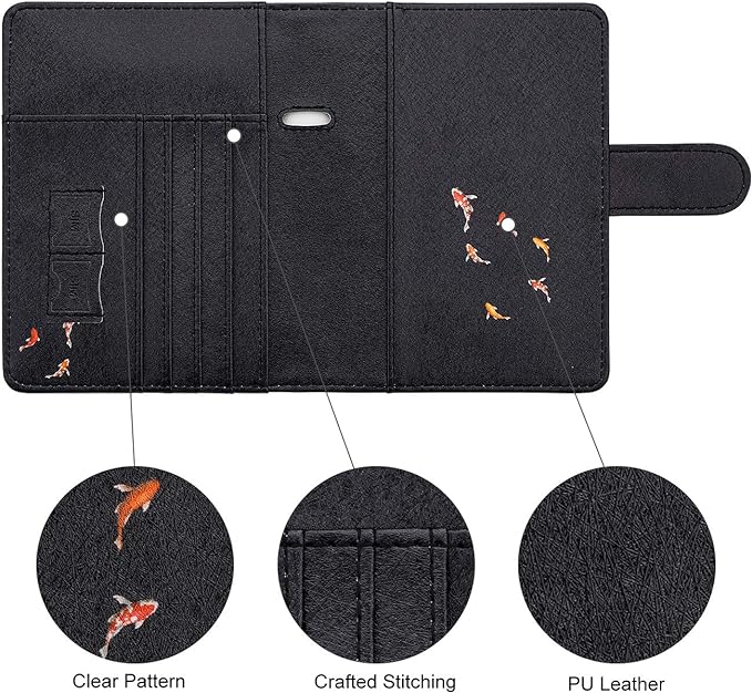 WALNEW Passport Holder for Travel, RFID Passport Cover Wallet for Women Men, PU Leather Passport Book Card Holder Case with Pen (Buckle Closure, Buckle-Carp)