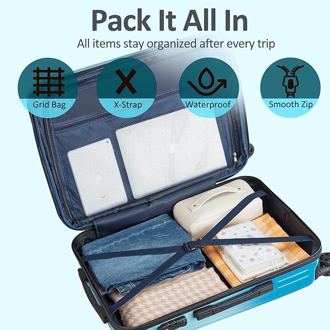 24inch Luggage with Spinner Wheels, Lightweight PC+ABS Hard Shell Suitcases, Expandbale Storage & TSA Aprovel Lock