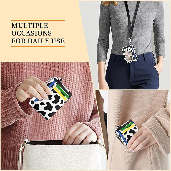Hancynir Slim Wallet Women Credit Card Holder Cow RFID Blocking Small Mini Card Wallets Cute Front Pocket PU Leather Card Case Thin Travel Zipper Coin Cash Ladies Female Wallet Gifts Black and White
