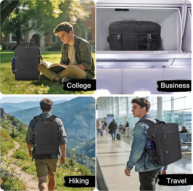 Travel Backpack for Men Women, 18x14x8 inches TSA Approved Carry On Backpack Personal Item Size Airplane Approved Weekender Bag, Water Resistant Lightweight Laptop Daypack for Flight