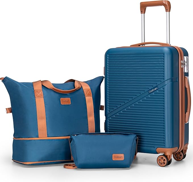 Carry On Luggage Set 22x14x9 Airline Approved, 3 Piece 20 Inch Lightweight ABS Hardside Suitcases with Wheels and TSA Lock, Durable Waterproof Travel Suitcase for Men Women