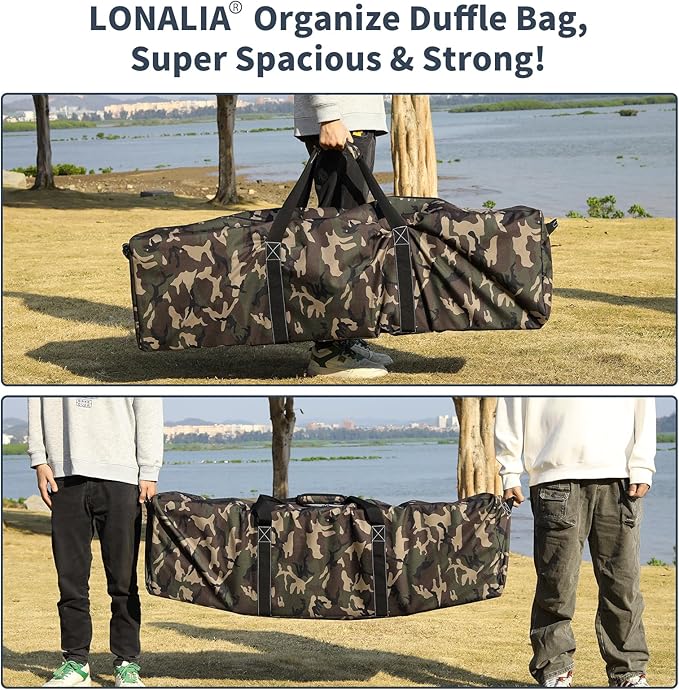 48 Inch Duffle Bag for Travel Camping - 165L Extra Large Heavy Duty Duffel Bag, Sport Equipment Storage Bag with 2 Sides Handles-Camo