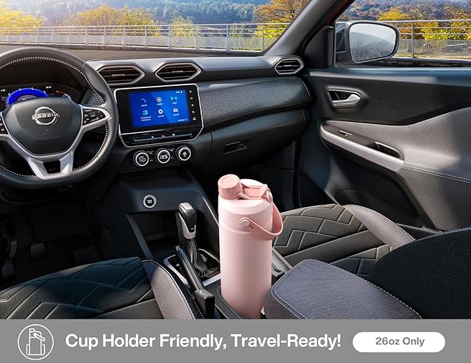 POWCAN 26 oz Insulated Water Bottle with 2-in-1 Straw and Spout Lid, Keep Cold 24H, Leak-Proof, Fits in Car Cup Holder, Stainless Steel Water Bottle for Gift, Gym, Travel and Home (Cerulean Porcelain)