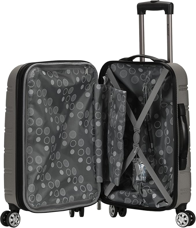 Rockland Melbourne Hardside Expandable Spinner Wheel Luggage, Silver, 2 Piece Set (20"/28")