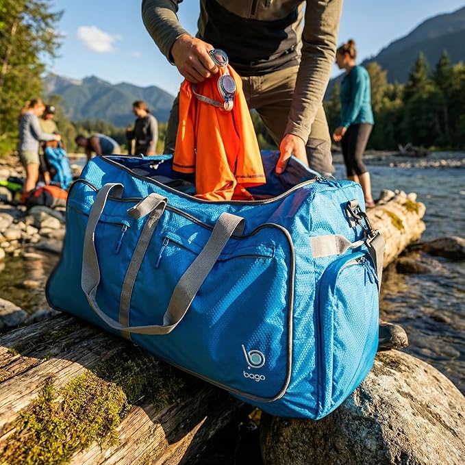 Bago Extra Large Duffle Bag for Travel Women & Men. Durable, Lightweight, Foldable Travel Duffel Bags For Traveling Women. 120L Duffle Bags Use As a Weekender Bag with Shoe Compartment, Checked Duffel