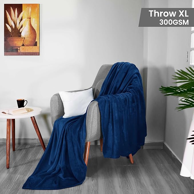 Utopia Bedding Fleece Blanket Throw XL Size Navy 300GSM Luxury Anti-Static Fuzzy Soft Microfiber Blanket for Couch, Sofa and Bed (70x50 Inch)
