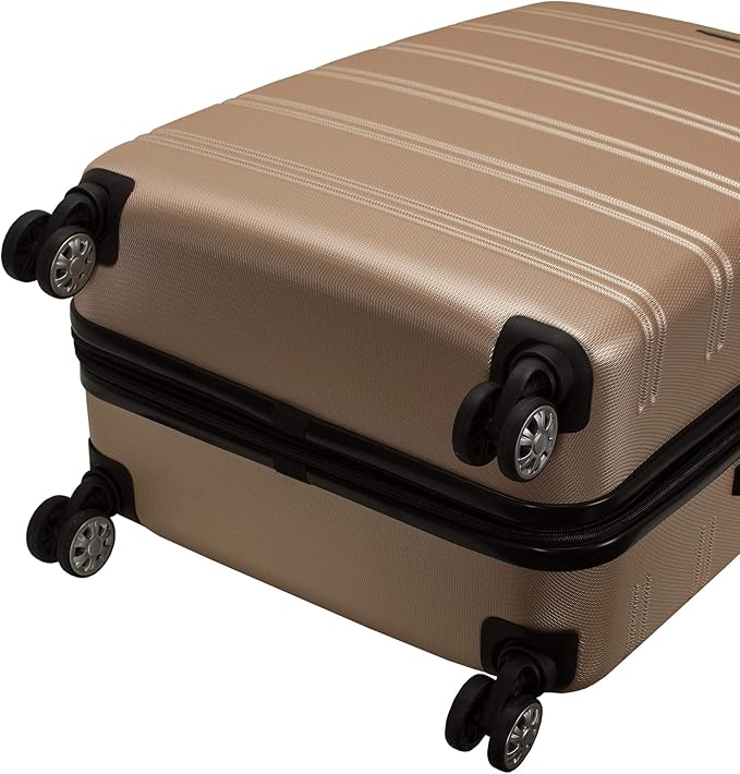 Rockland Melbourne Hardside Expandable Spinner Wheel Luggage, Champagne, 3-Piece Set (20/24/28)