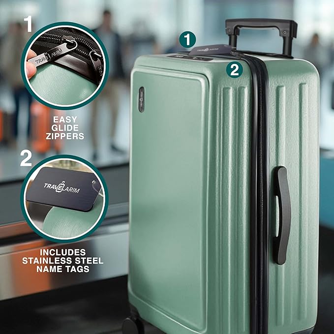 Luggage Sets 3 Piece, 20 Inch Carry on Luggage and 24 Inch Suitcases with Wheels Spinner, Durable Hard Shell Suitcase Set, Expandable Travel Suitcase, Sage Green
