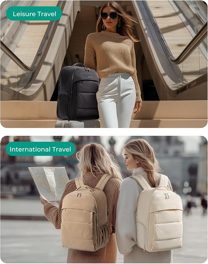 BAGSMART 30L Travel Backpack for Women, Carry on Backpack for Airplanes, Gym Backpack with Shoe Compartment, Lightweight Travel Bag Fits 15.6 Inch, Water-Resistant, Chocolate