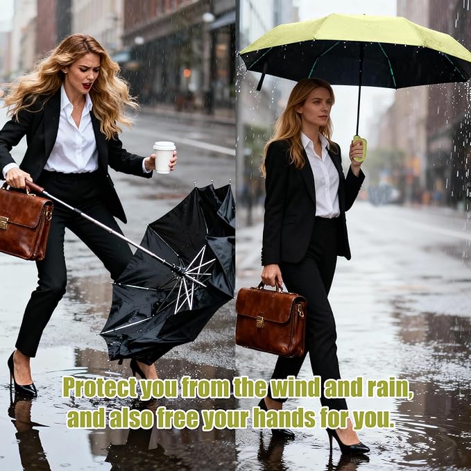 Compact Automatic Folding Travel Umbrella-Windproof Rainproof, PF50+ Sun Protection for Hiking,Outdoor,Chool,Golf Course & Daily Use,Sturdy Multi-Ribbed Frame