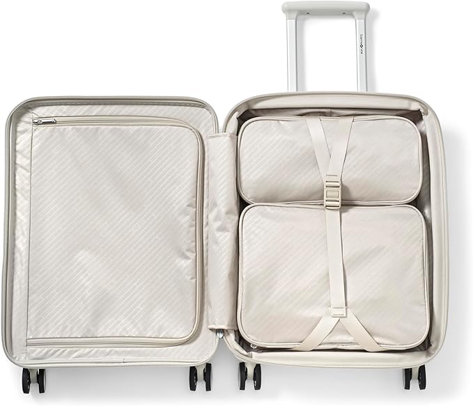 Samsonite Paralux Carry-On Luggage - Innovative Design - Quick Access Front Pocket - Dual Suspension Wheel Technology - TSA Lock - Expandable - Includes Removable Packing Cubes - Stone Grey