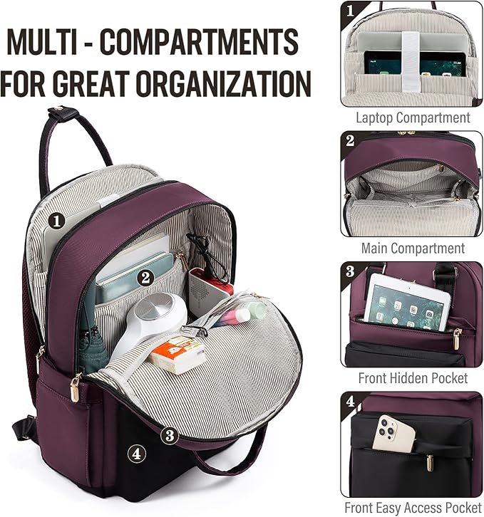 LOVEVOOK Laptop Backpack for Women 15.6 Inch Laptop Bag with USB Port, Fashion Waterproof Backpacks Teacher Nurse Stylish Travel Bags Vintage Daypacks for College Work