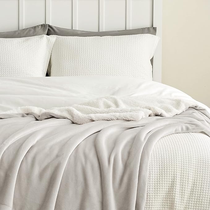 Bedsure GentleSoft Sherpa Fleece Twin Size Blanket for Couch, Non-Heated, Thick and Warm Throw for Women and Men, Soft Fuzzy Plush Twin Blanket for Winter, Linen, 60x80 Inches