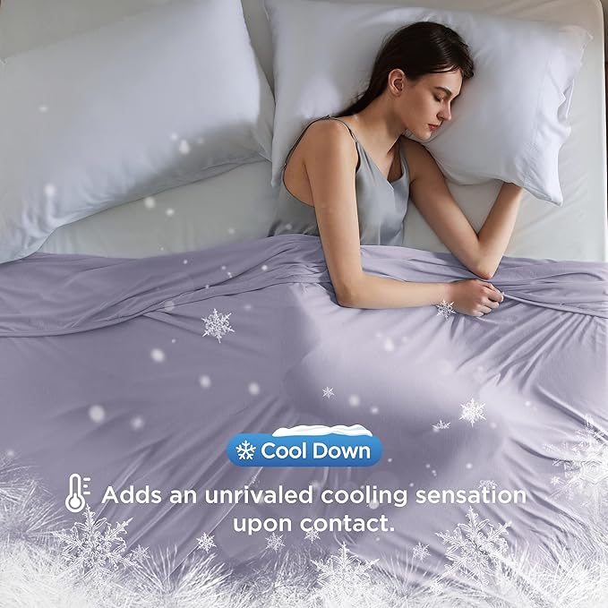 Bedsure Lavender Cooling Blanket Twin XL for Hot Sleepers - Summer Cold Blanket with Rayon Derived from Bamboo for Twin Size Bed, Ice Cool Cold Lightweight Arc-Chill Thin Summer Bedding, 60x90