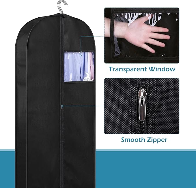 KIMBORA 43" Suit Bags for Closet Storage and Travel, Gusseted Hanging Garment Bags for Men Suit Cover With Handles for Clothes, Coats, Jackets, Shirts（3 Packs）