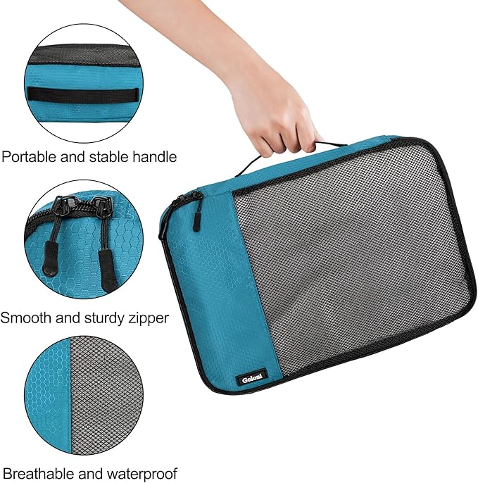 Packing Cubes for Travel Essentials,4 Set Packing Cubes for Suitcases,Lightweight Mesh Luggage Organizer Bag,Blue