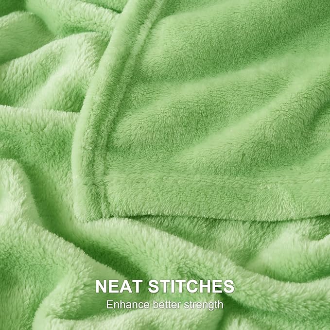 Hansleep Fleece Grass Green Full Blanket, Super Soft Flannel Fuzzy Plush Cozy Blanket for All Seasons, Grass Green, Full 84x90 Inches