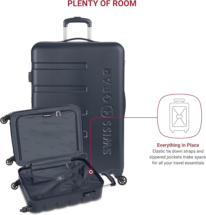 SwissGear 7366 Signature Hardside Expandable Luggage with Spinner Wheels, TSA Lock, Cup-Holder, Navy, 2-Piece Set (19/27)