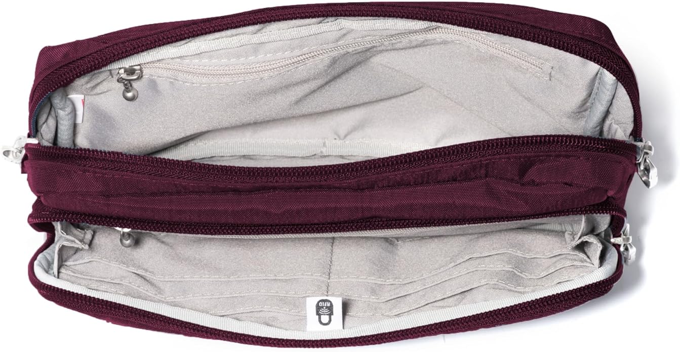 Baggallini Securtex Anti-theft Belt Bag 8.8"x5.5" Crossbody Fanny Pack for Women RFID Wallet Locking Zipper Travel Purse