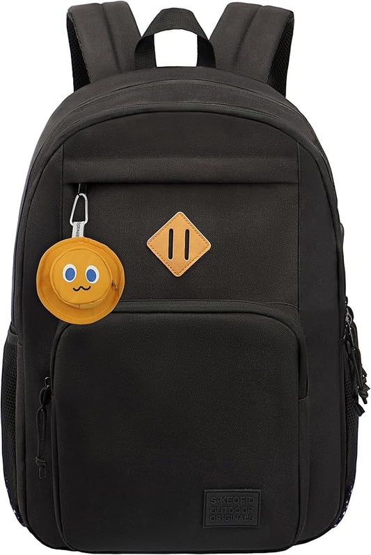 KEOFID Lightweight Travel backpack for Men and Women, Laptop Backpack for Work, Large Bag for College, Water Resistent(Black with Yellow)