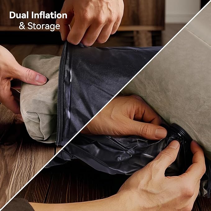 lefeke Inflatable Wedge Pillow for Sleeping,Inflatable Leg Elevation Pillow for Swelling, Circulation, Leg & Back Pain Relief, Portable Leg Pillow with Storage Bag,Breathable Suede Material
