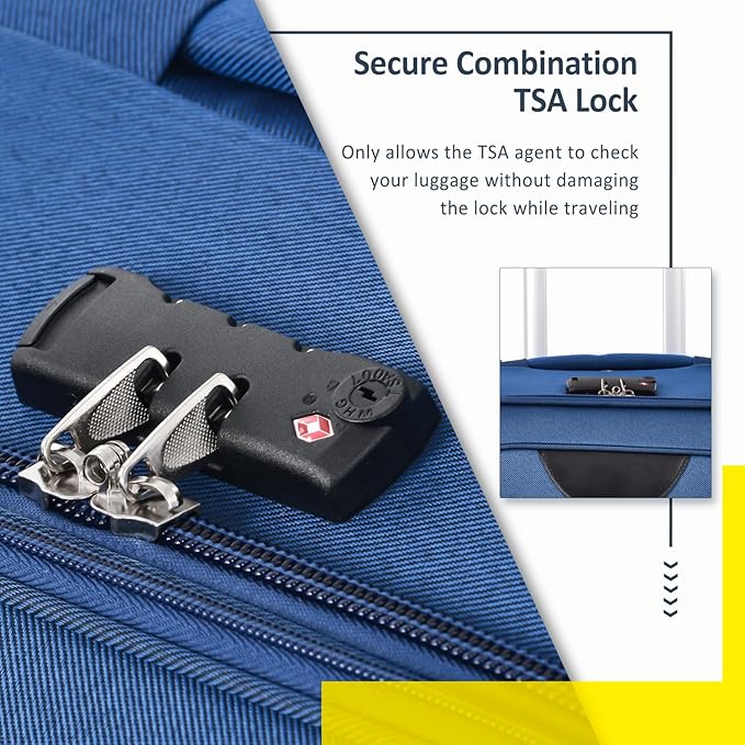 Luggage Sets 3 Piece - 20" Carry-On, 24” & 28” Checked Luggage Set, Expandable Luggage Lightweight Suitcase with Spinner Wheels & TSA Lock for Family Extended Travel (Blue)