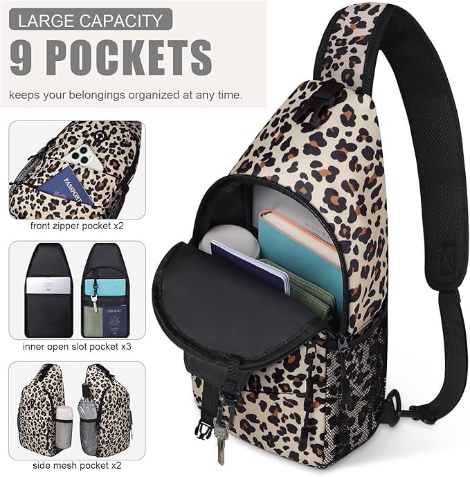 Crossbody Bags for Women Men Trendy Sling Bag Backpack Casual Chest Bag with Convertible Shoulder Strap