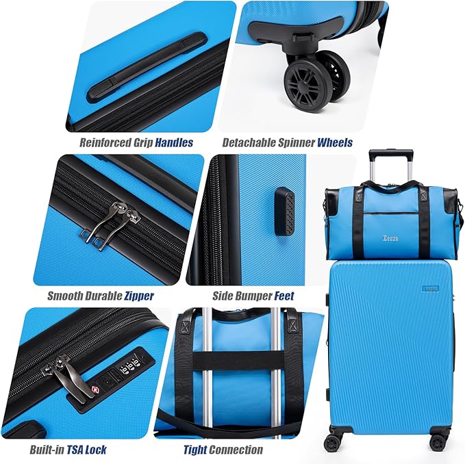 Expandable Luggage Sets 5 Piece,Suitcases with Detachable Wheels,ABS Hard Case Luggage with TSA Lock Spinner Wheels,Carry On Luggage Set